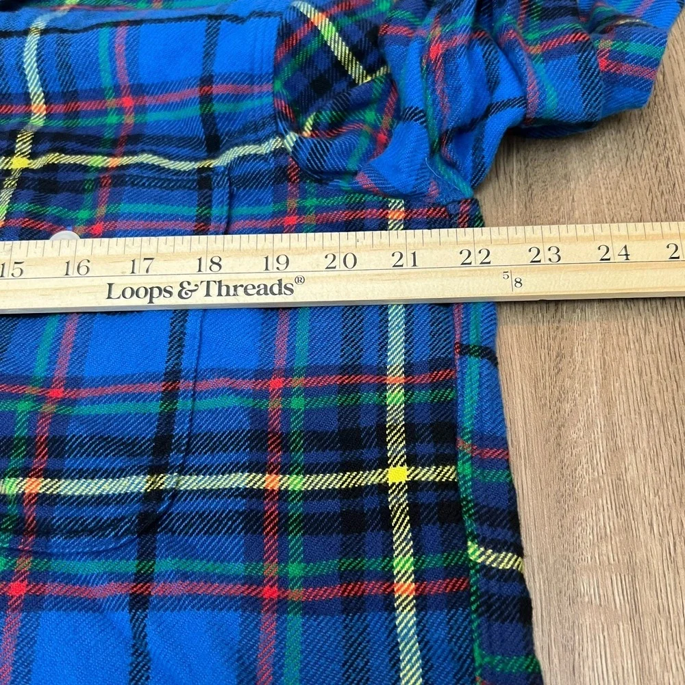 Polo Ralph Lauren Medium Classic Fit Blue Plaid Flannel Button Front Shirt